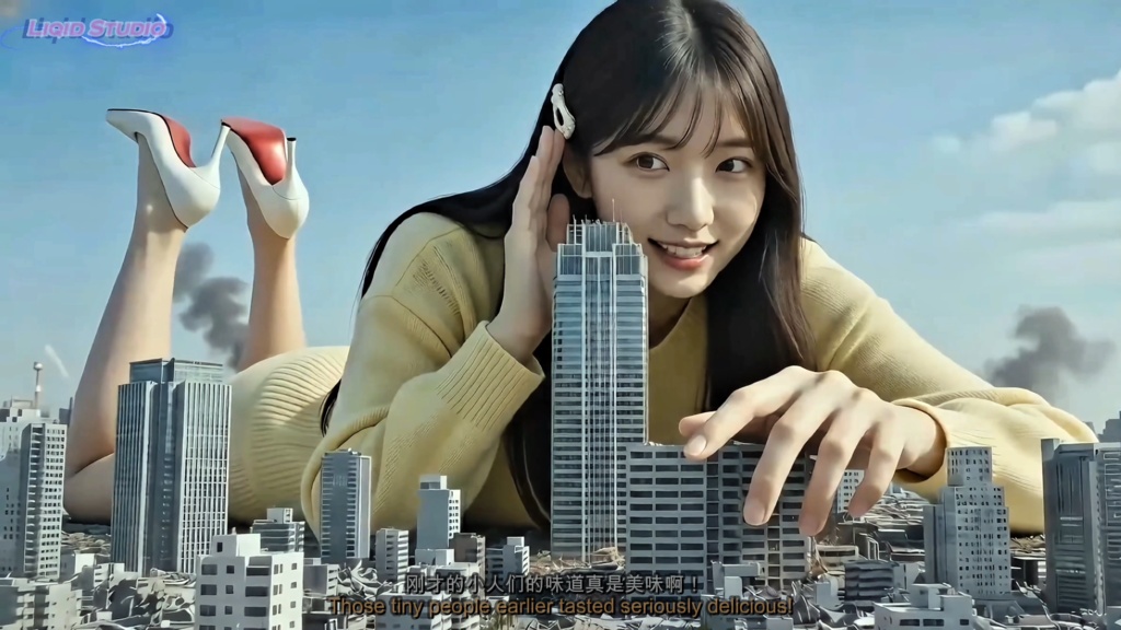 【AI 巨大娘】女神覚醒 ～美奈ちゃんの巨大化～（第２話：暴れまくる時間だ！） (日本語音声)