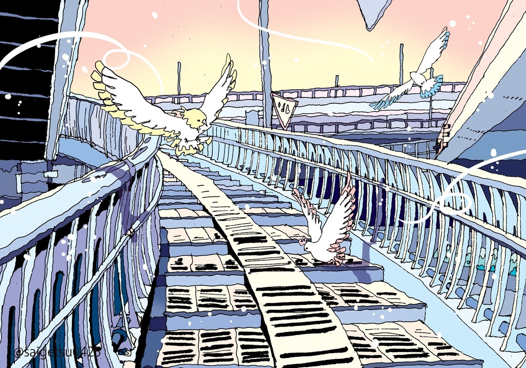 出力作品「希望の朝に」三宮の風景/Sannomiya-KOBE