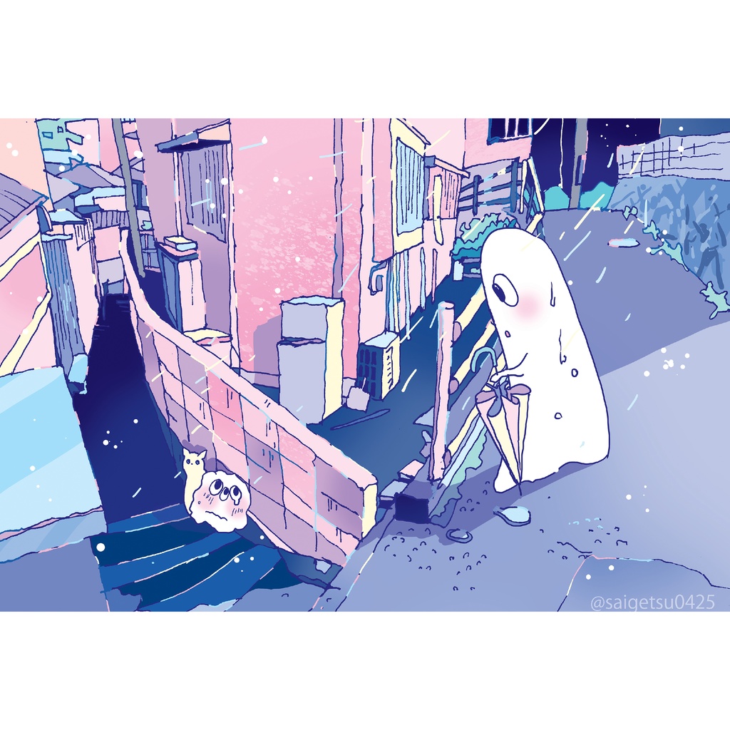 postcard「迷子と子猫ちゃん」長崎の風景/Nagasaki