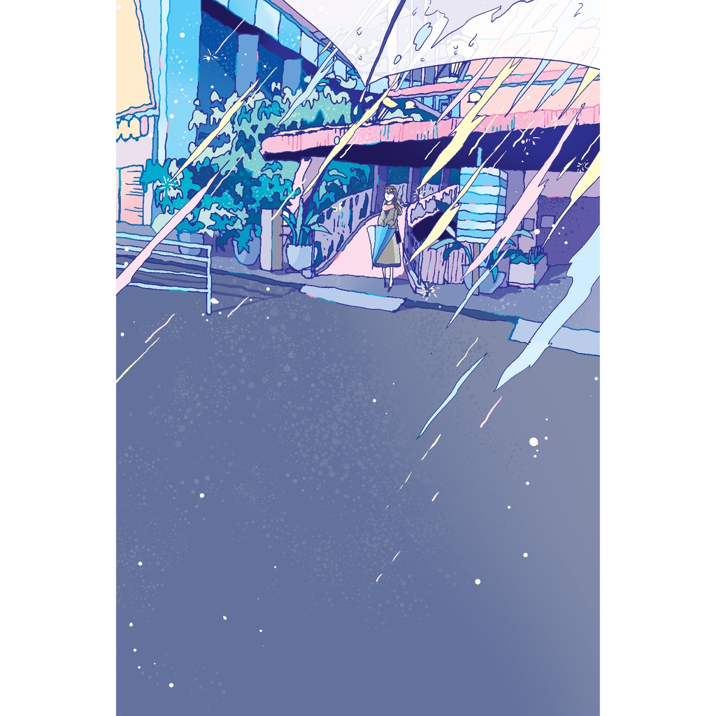 postcard「colorful shower」なんばの風景/Namba