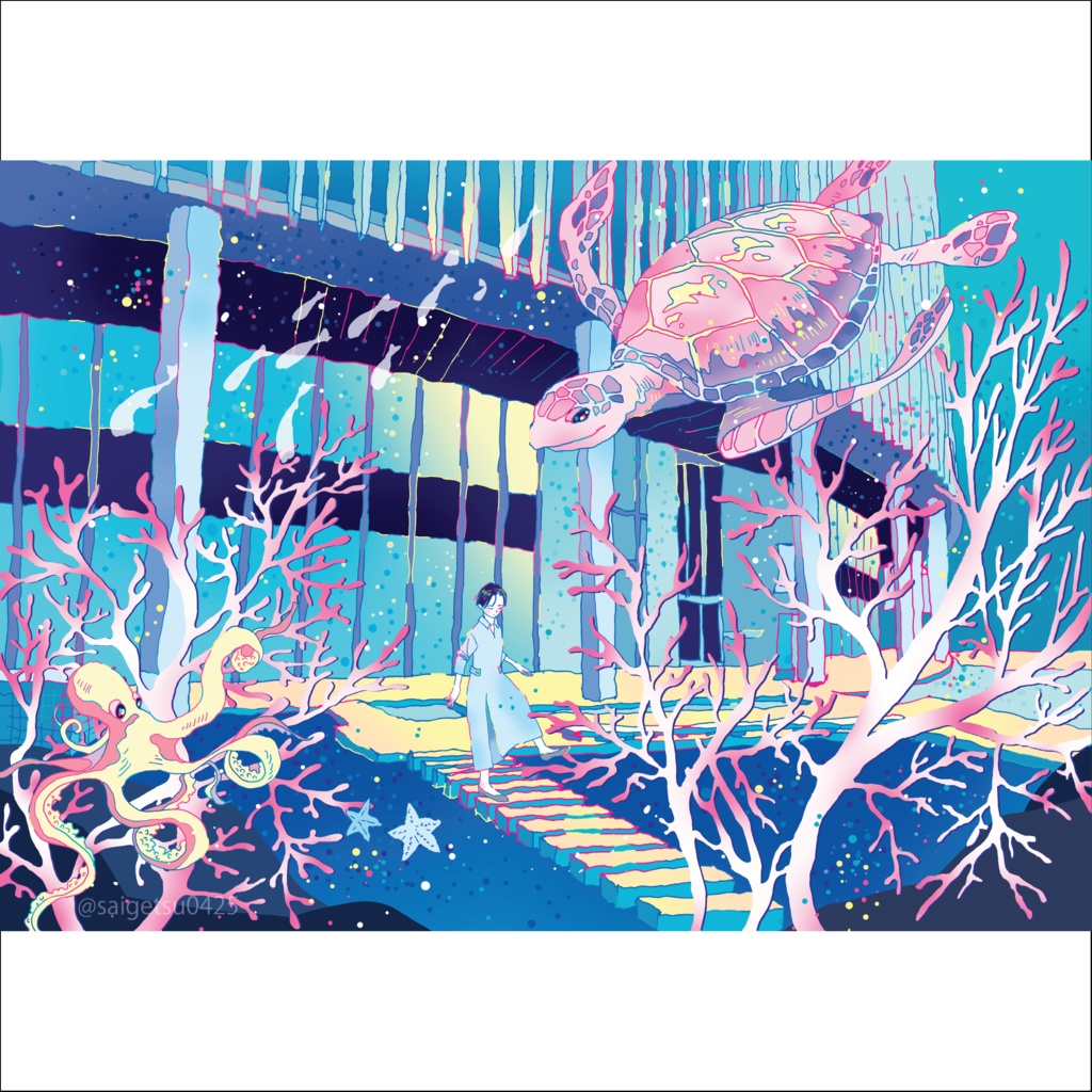 postcard「昼休みのさんぽ」梅田の風景/ Umeda, OSAKA