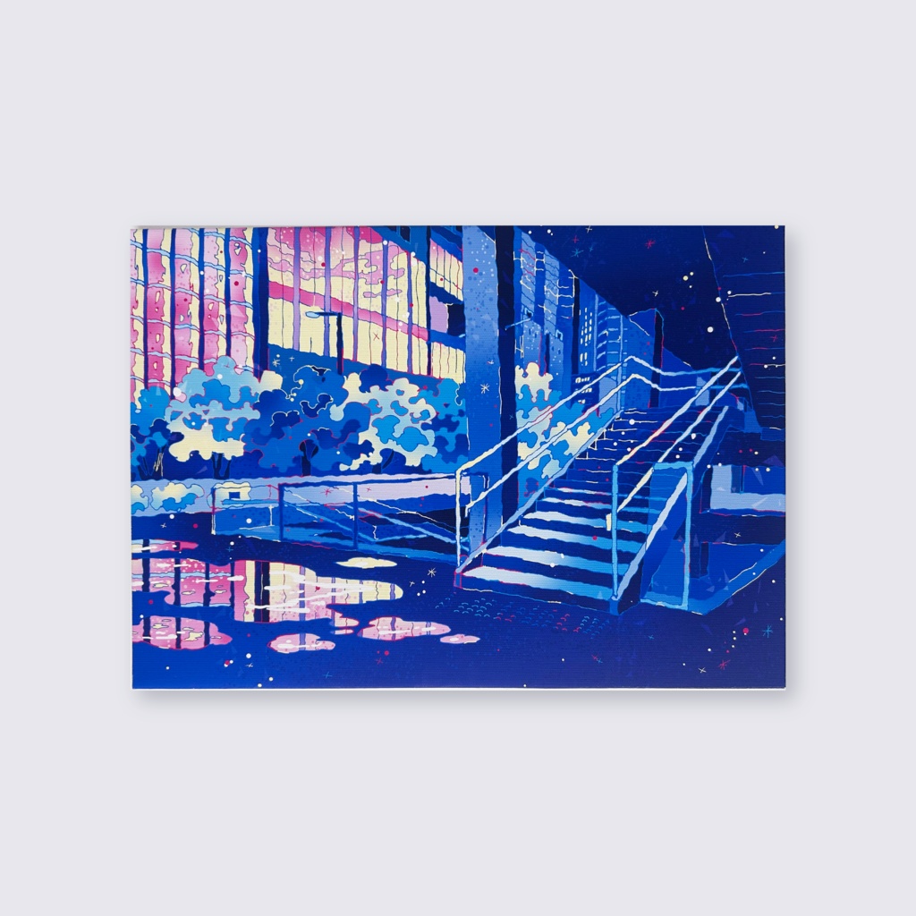 出力作品「雨の夜は明るい」梅田の風景/ Canvas print [Umeda, OSAKA]