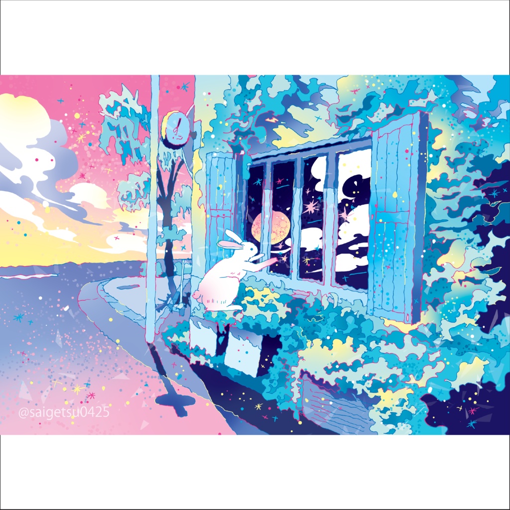 postcard「お月見」梅田の風景/ Umeda, OSAKA