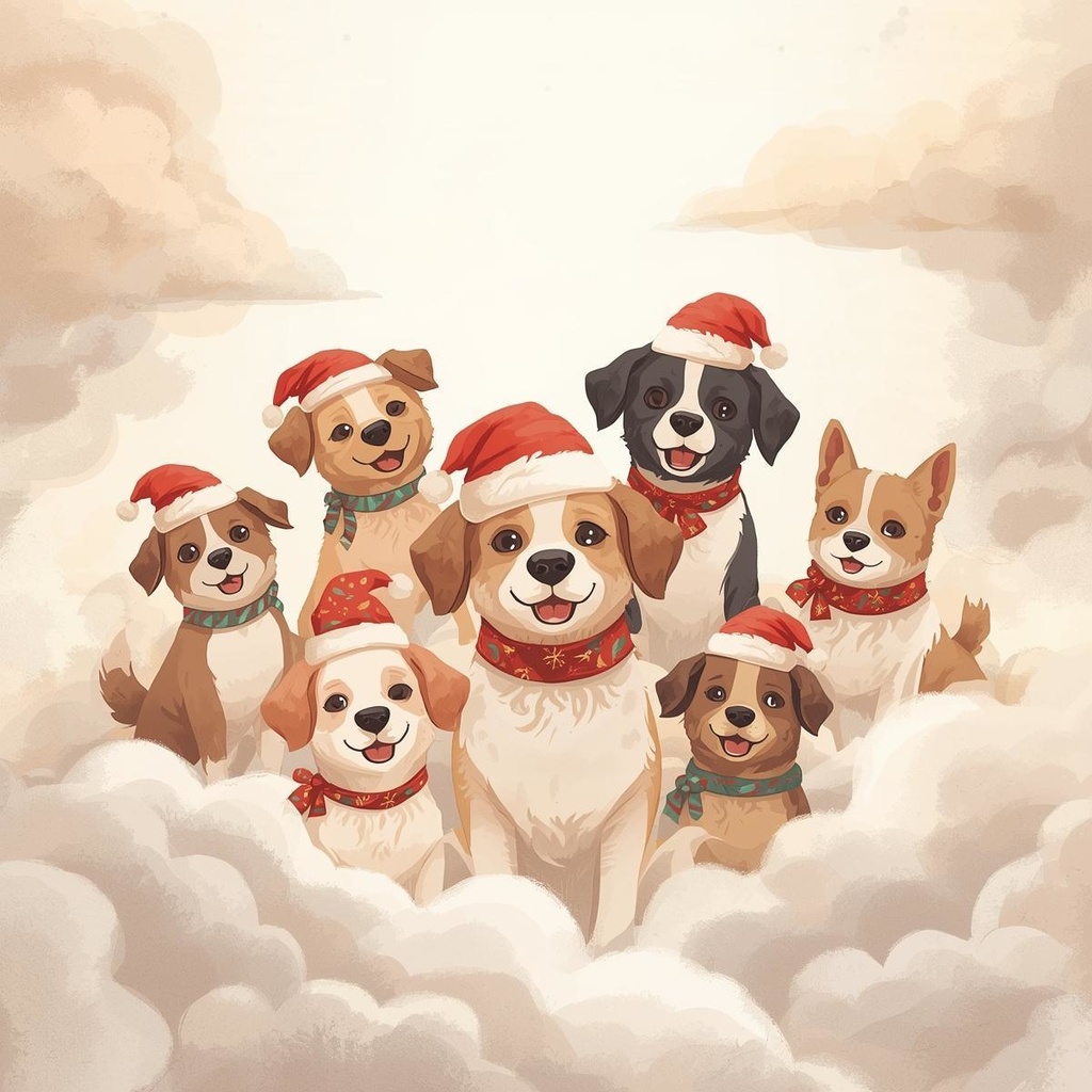 クリスマス 犬クリップアート|背景透過PNG 15点