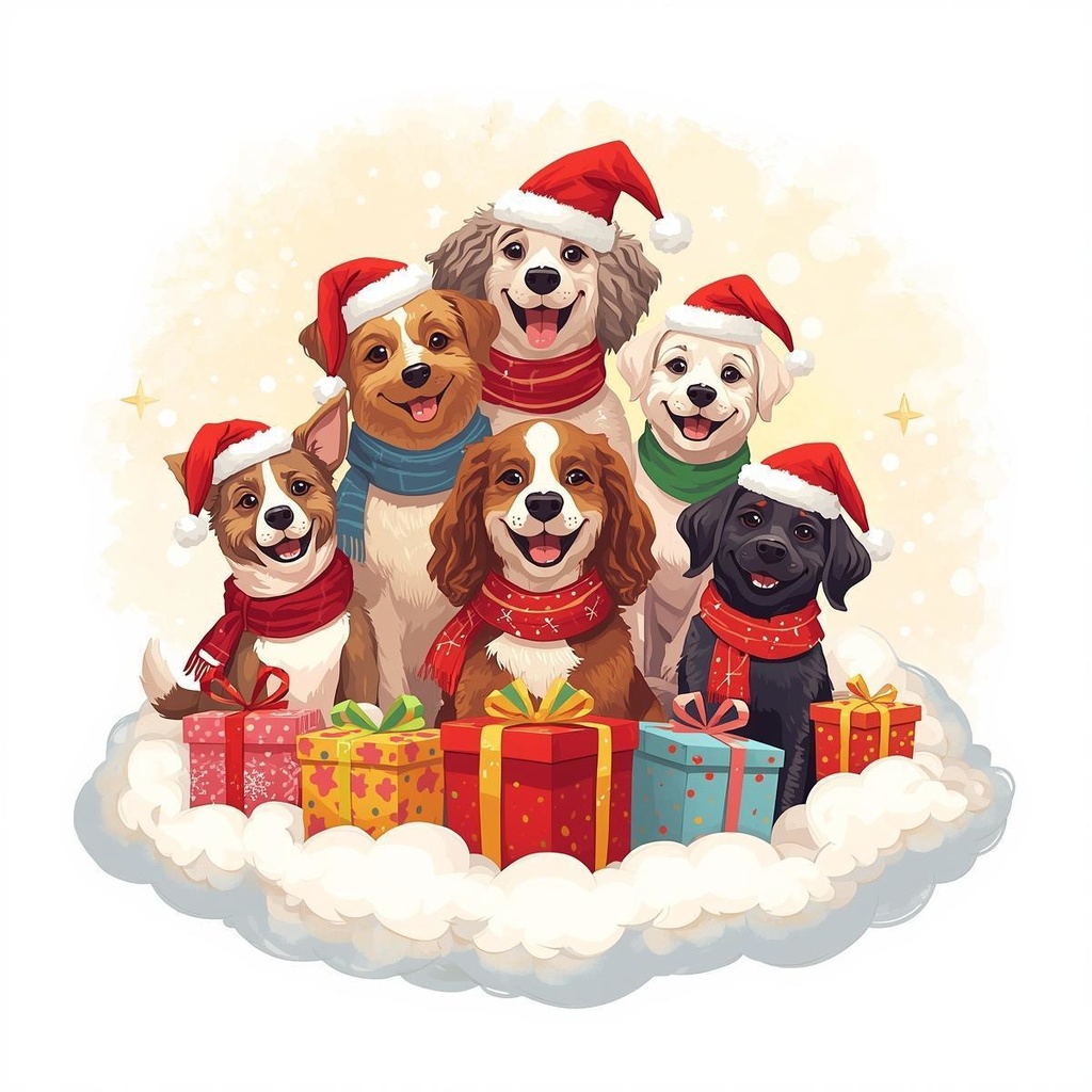 クリスマス 犬クリップアート|背景透過PNG 15点