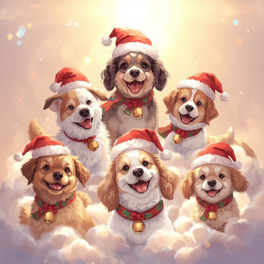 クリスマス 犬クリップアート|背景透過PNG 15点