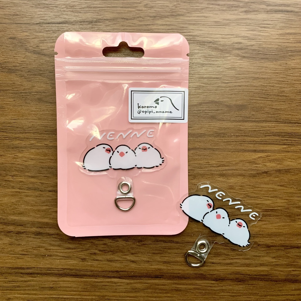 ねんね文鳥のスマホストラップホルダー