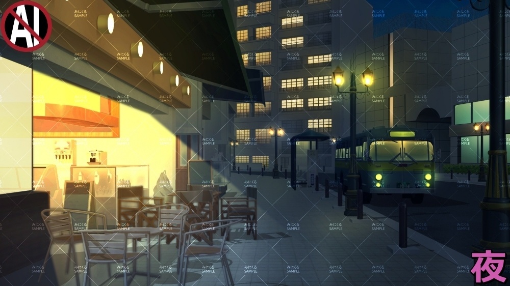 【背景素材】街並み①カフェエリア (日常編part07+α-130machi)