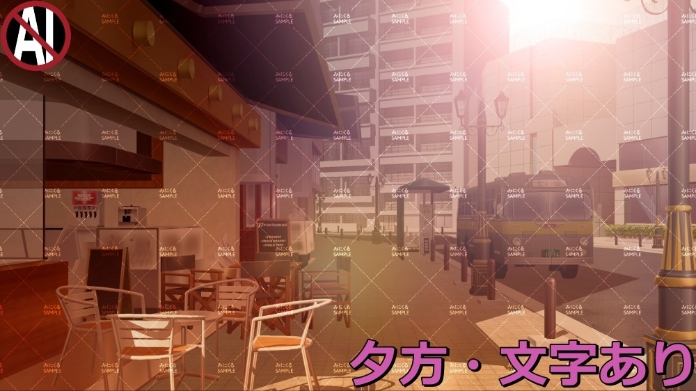 【背景素材】街並み①カフェエリア (日常編part07+α-130machi)