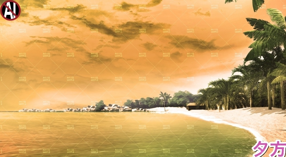 背景素材-自然ビーチ 夕 (自然編part01+α-rtsea01y)