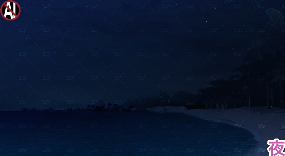 背景素材-自然ビーチ 夜 (自然編part01+α-rtsea01n)