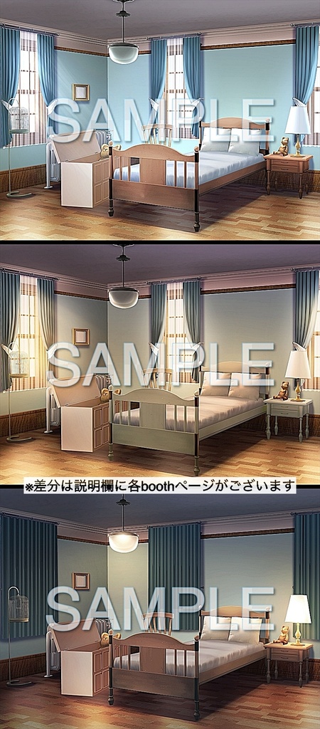 背景素材- 寝室 夜 (お屋敷編part05-nexyashi005n)