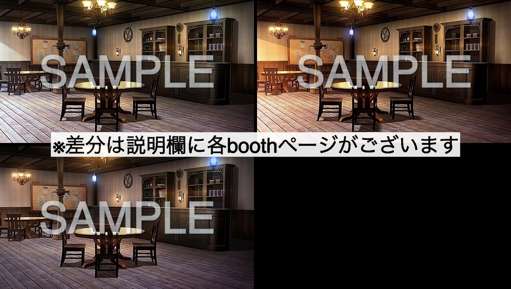 背景素材- 酒場 夜 (ファンタジー編part05-al2bg02_n)