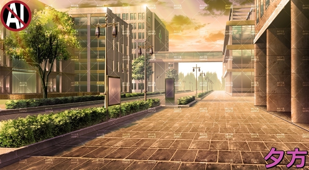 【背景素材】街並み②病院 (日常編part07+α-AChos001)