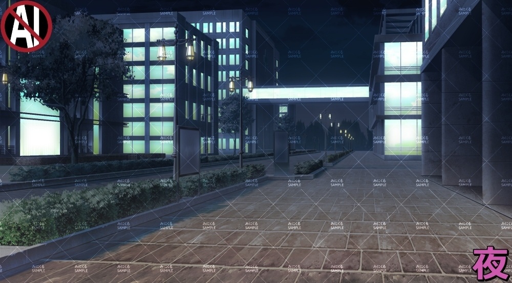 【背景素材】街並み②病院 (日常編part07+α-AChos001)