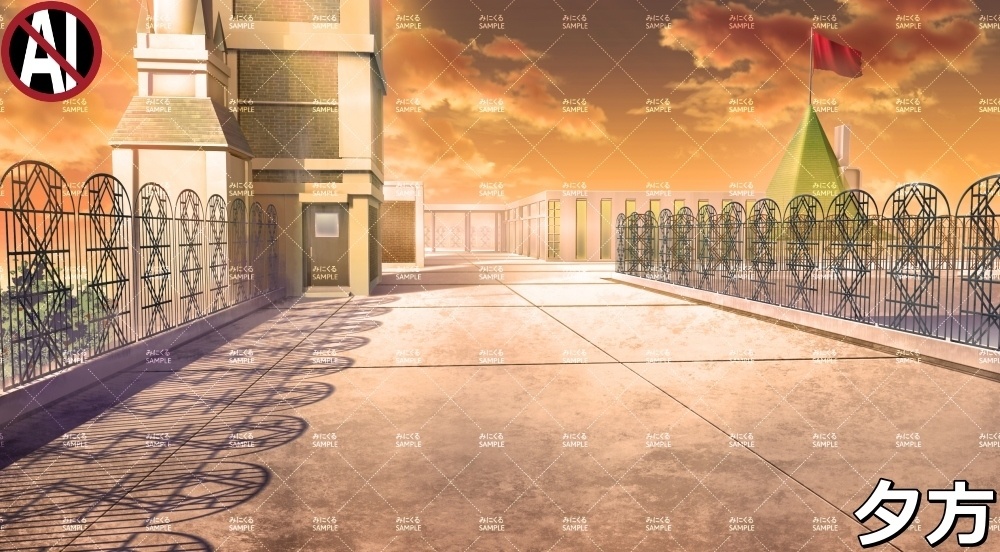 【背景素材】貴族学校の屋上 (学園編part06-ACschool003)