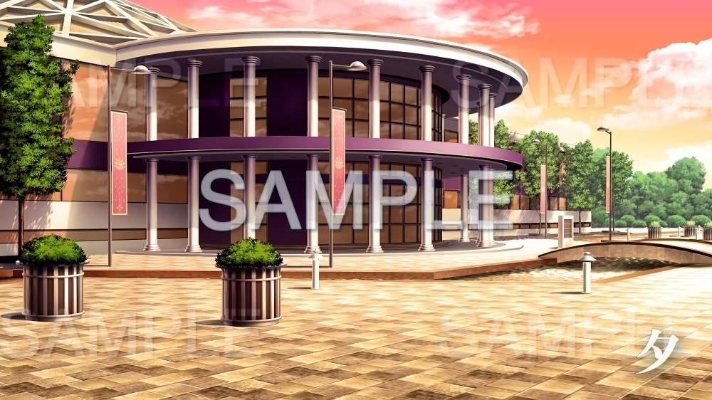 【背景素材】水族館/外観 (レジャー・公共施設編part02-ACamu001)