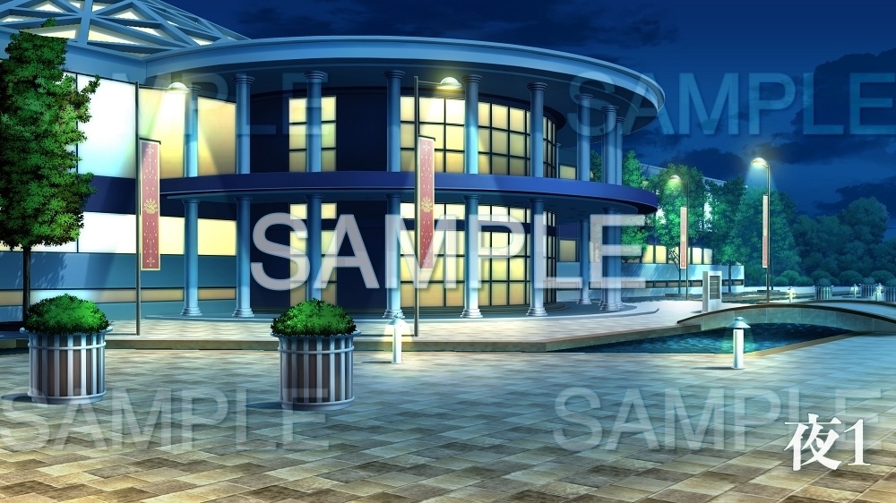 【背景素材】水族館/外観 (レジャー・公共施設編part02-ACamu001)