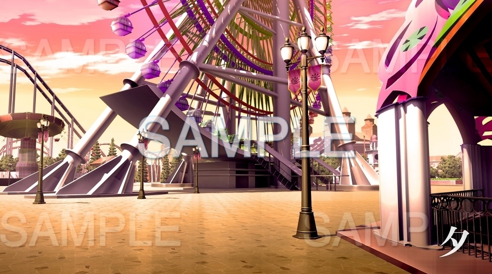 【背景素材】遊園地/観覧車 (レジャー・公共施設編part02-ACamu006)