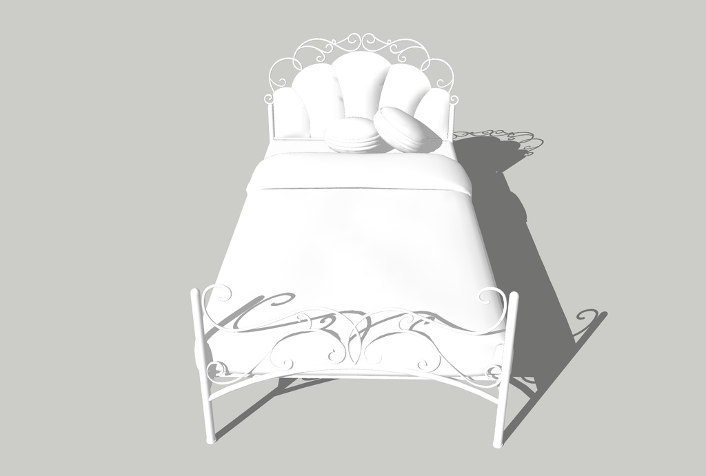 パステルなシングルベッド(bed10)【3D素材】