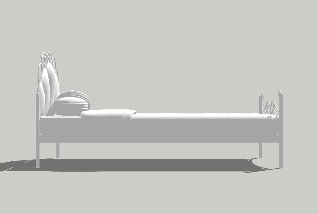 パステルなシングルベッド(bed10)【3D素材】