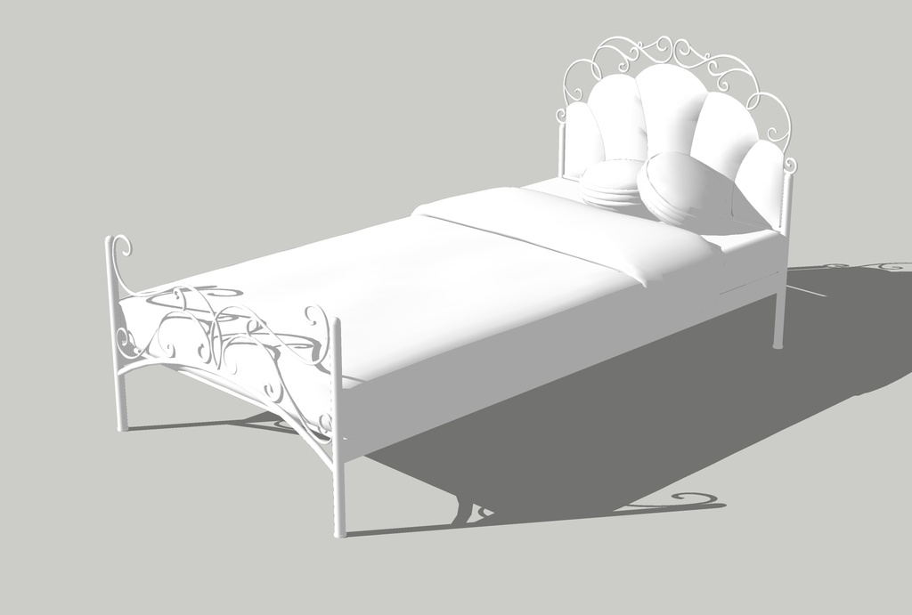 パステルなシングルベッド(bed10)【3D素材】