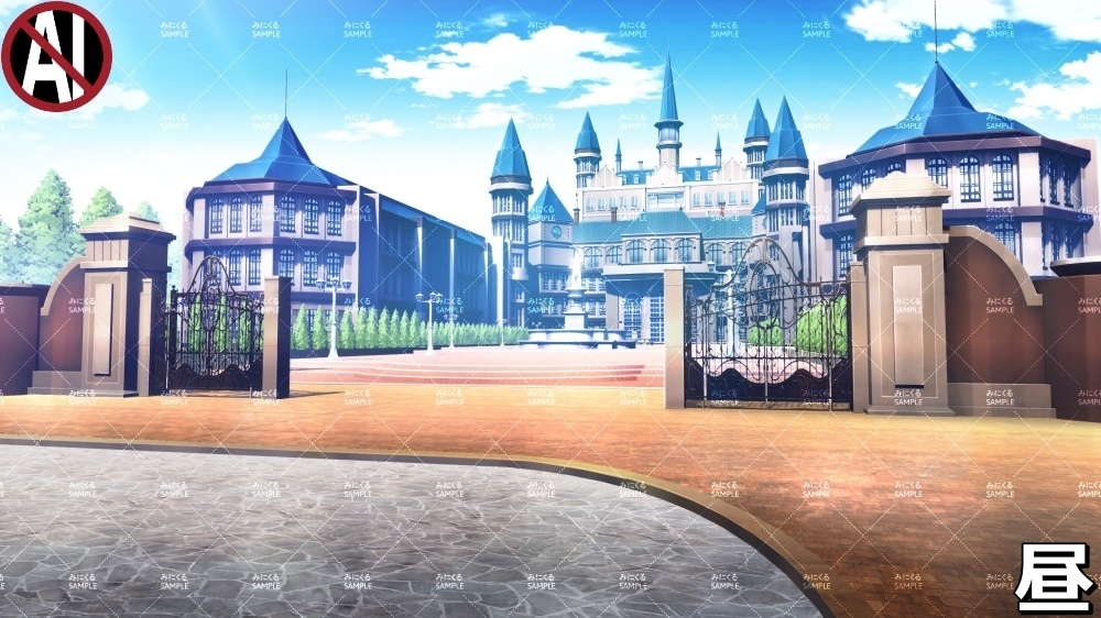 【背景素材】貴族学校の校門 (学園編part06-ACschool005)