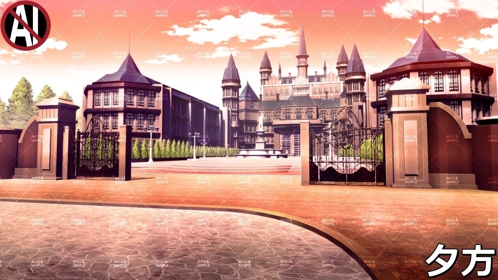 【背景素材】貴族学校の校門 (学園編part06-ACschool005)