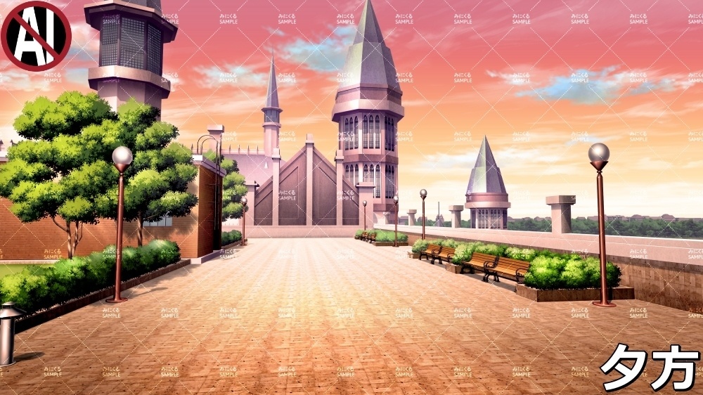 【背景素材】貴族学校の屋上テラス (学園編part06-ACschool006)