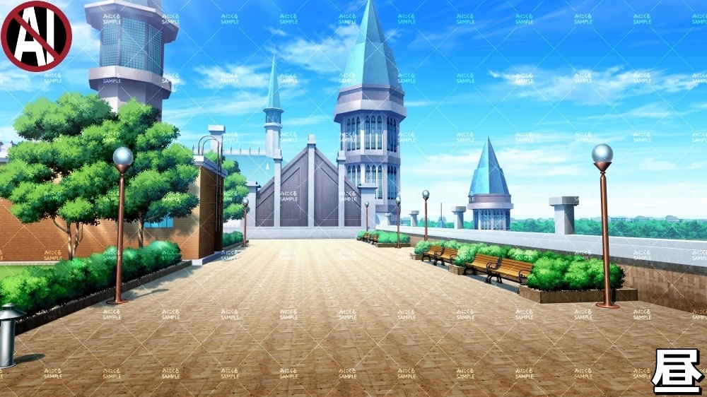 【背景素材】貴族学校の屋上テラス (学園編part06-ACschool006)