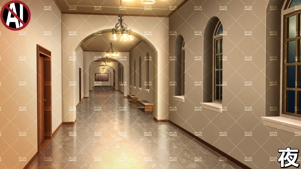 【背景素材】名門校の廊下① (学園編part06-ACschool007)