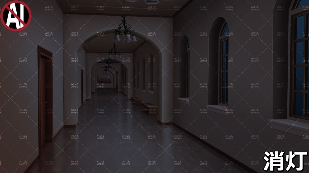 【背景素材】名門校の廊下① (学園編part06-ACschool007)