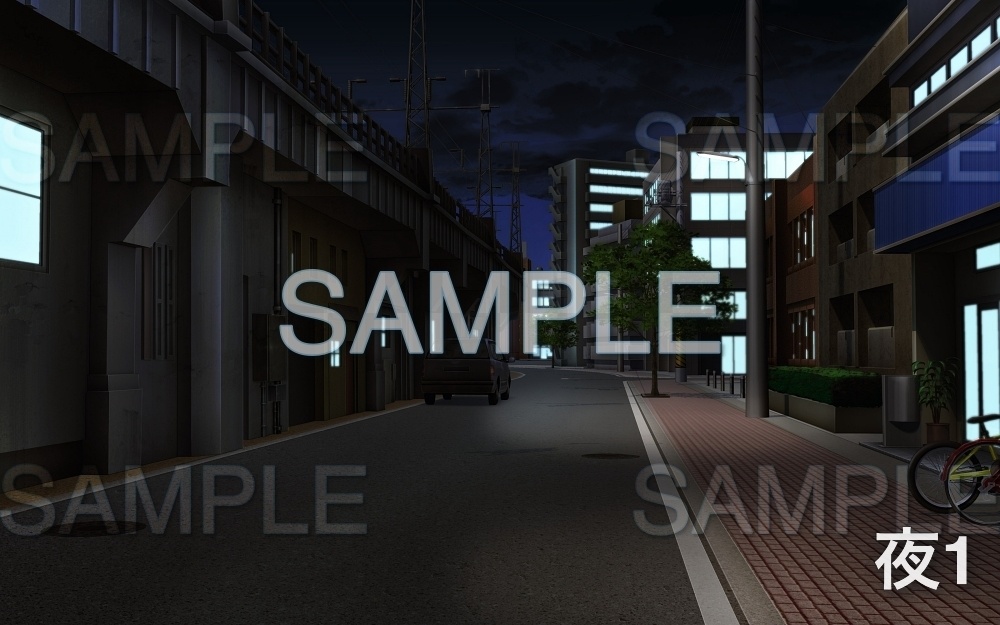 【背景素材】高架下/街 (日常編part08-oldcity03)