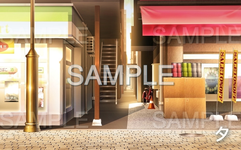 【背景素材】路地/コンビニ (日常編part08-oldcity05)