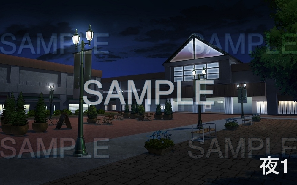 【背景素材】サービスエリア/広場 (日常編part08-oldcity06)