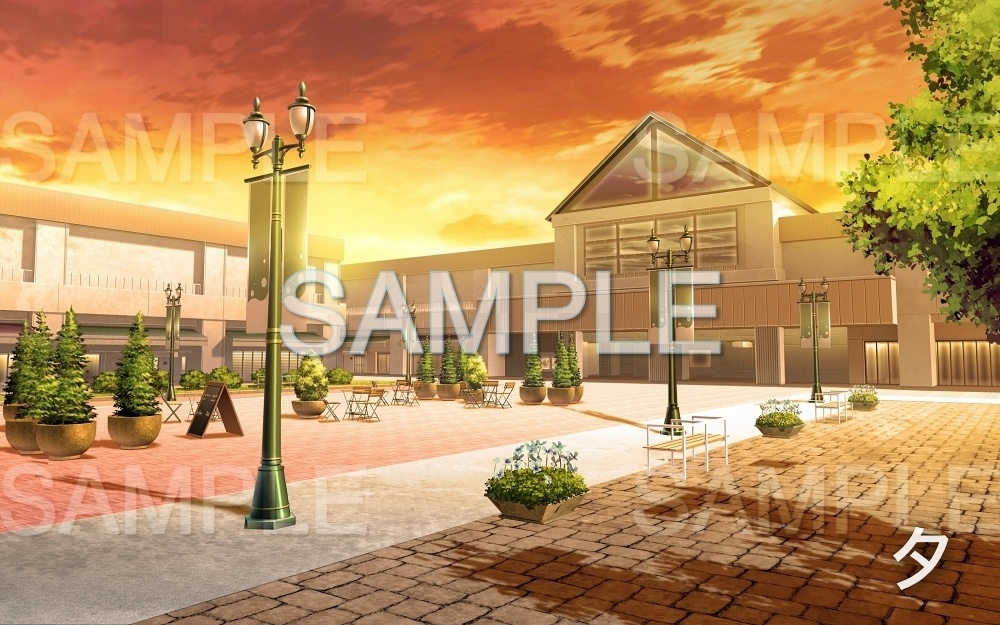 【背景素材】サービスエリア/広場 (日常編part08-oldcity06)