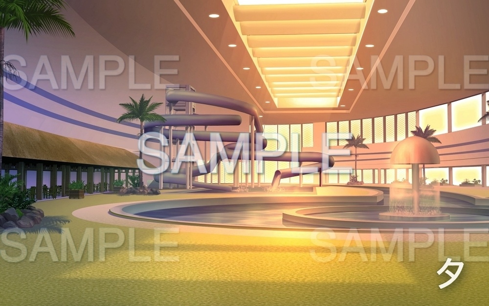 【背景素材】室内プール (夏休み編part1-oldpool02)