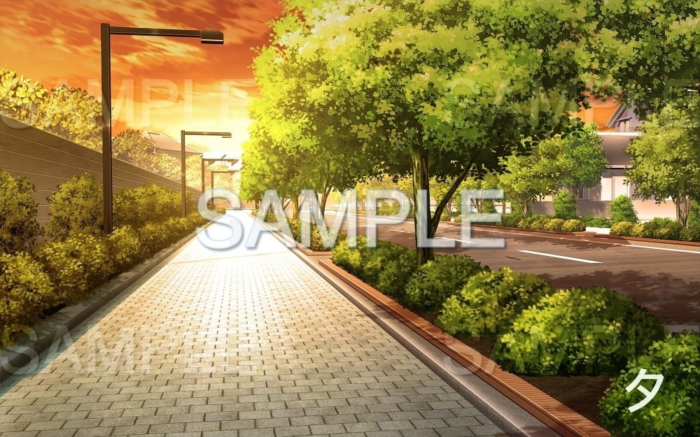 【背景素材】歩道/並木道 (日常編part08-oldroad01)