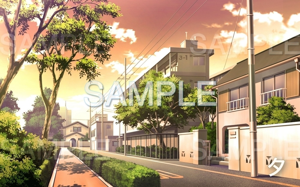 【背景素材】住宅街/歩道 (日常編part08-oldroad02)