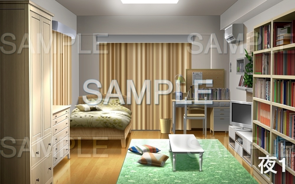 【背景素材】部屋/ワンルーム 女性シンプル (寮編part01-oldryoroom03)