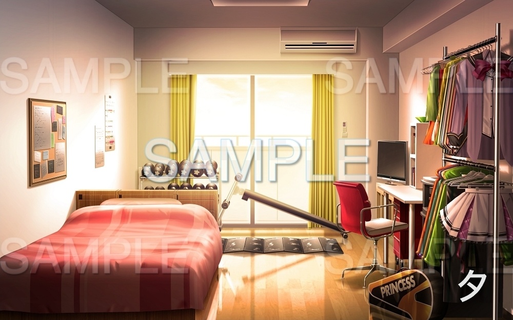 【背景素材】部屋/ワンルーム 筋トレ/コスプレ (寮編part01-oldryoroom04)