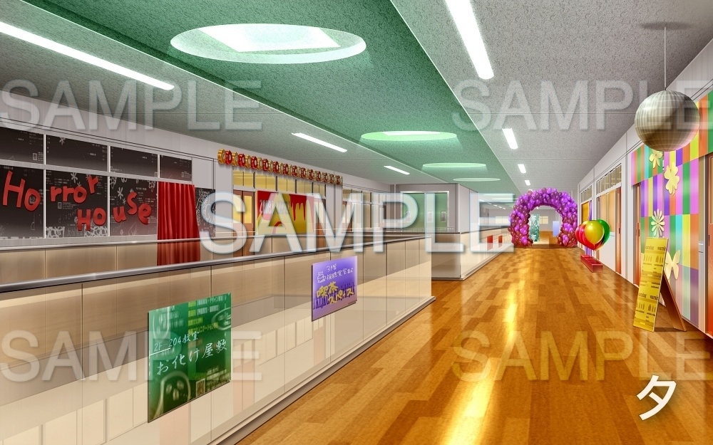 【背景素材】教室/廊下/文化祭 (学園編part05-oldschoolin01b)