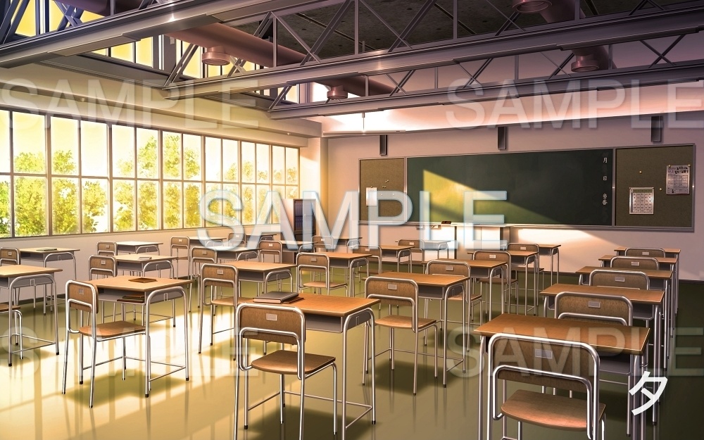 【背景素材】教室/鉄骨 (学園編part05-oldschoolin04)