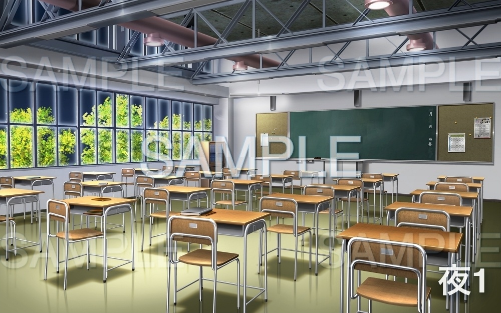 【背景素材】教室/鉄骨 (学園編part05-oldschoolin04)