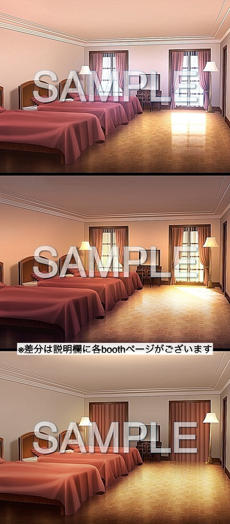 【背景素材】ベッドルーム/ホラー (お屋敷ホラー編part01-nexyashi004_b)