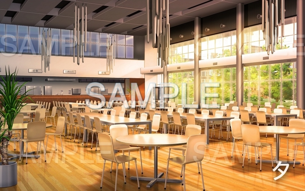 【背景素材】食堂/ランチスペース (学園編part05-oldschoolin06)