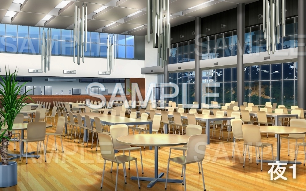 【背景素材】食堂/ランチスペース (学園編part05-oldschoolin06)