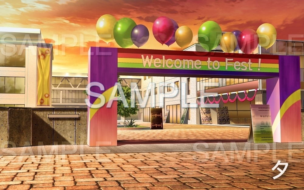 【背景素材】学校外観/文化祭 (学園編part05-oldschoolout01b)