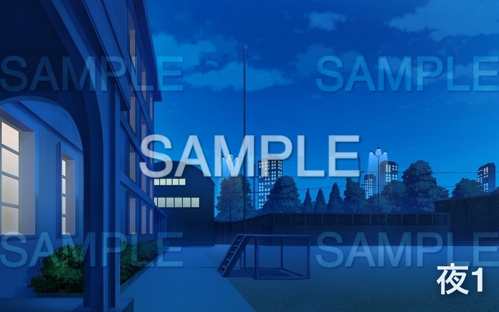 【背景素材】朝礼台/グラウンド (学園編part05-oldschoolout05)