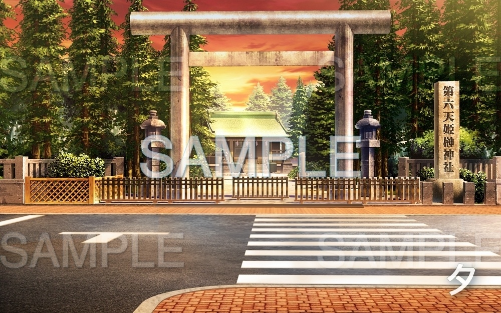 【背景素材】神社前/鳥居(レジャー公共施設編part04-oldzin01)